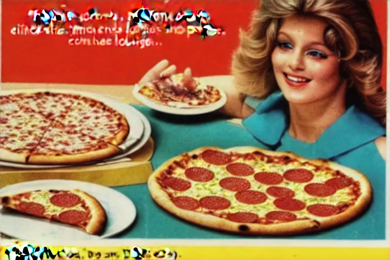 Prompt: 70s, pizza, advertisement