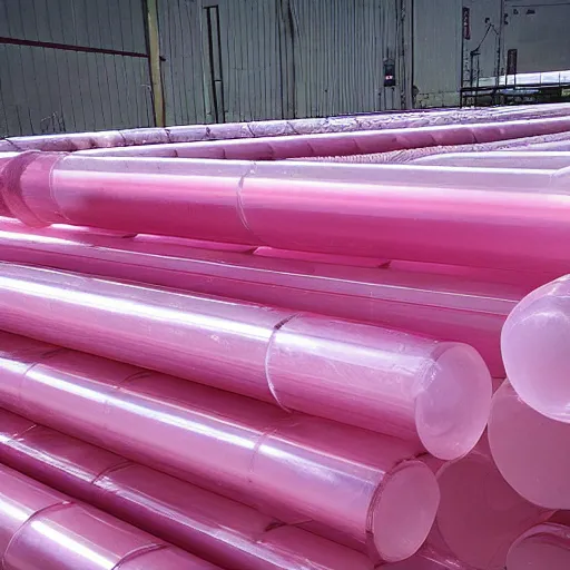 Image similar to clear pipes transporting liquid, y 2 k pink plastic dreamscape,