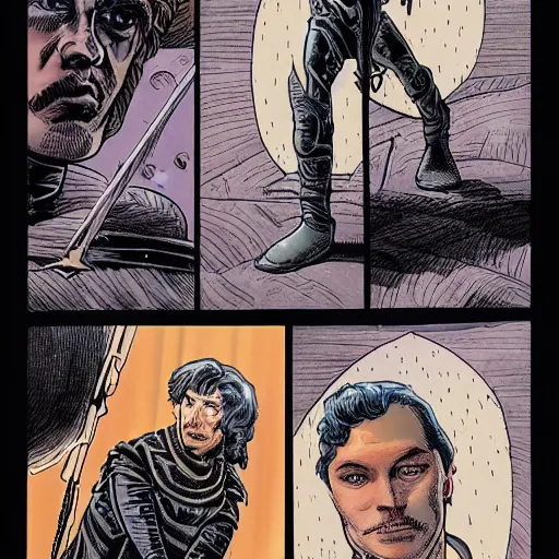 Image similar to paul atreides from dune in jan duursema comic book detailed style