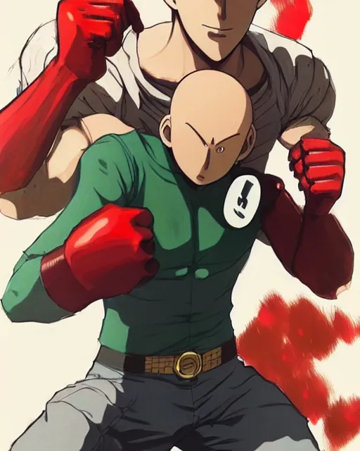 Prompt: gigachad luigi in one punch man by ilya kuvshinov, ernest khalimov body by krista sudmalis, fantasy character portrait, planet background by laurie greasley, ultra realistic, concept art, intricate details, elegent, digital painting, smooth, sharp focus, illustration, art by artgerm and greg rutkowski and alphonse mucha, artstation