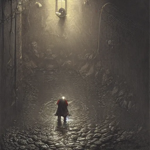 Image similar to a clown in the sewer by Gustave Doré and Greg Rutkowski