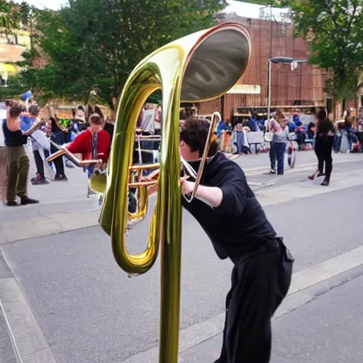 Prompt: a trombone playing a trombone