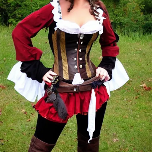 Image similar to a buxom pirate wench, halloween, cosplay