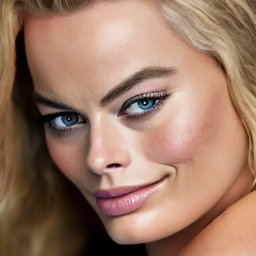 Image similar to margot robbie portrait, 8k resolution, hyper-detailed, realistic eyes