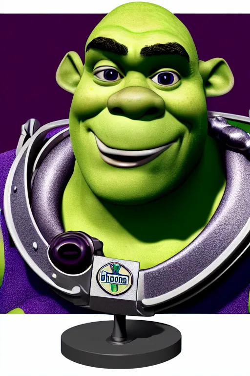 Prompt: Photo of Shrek realistic Buzz Lightyear, photorealistic portrait, close-up, light bristles, slightly muted colors, film photo