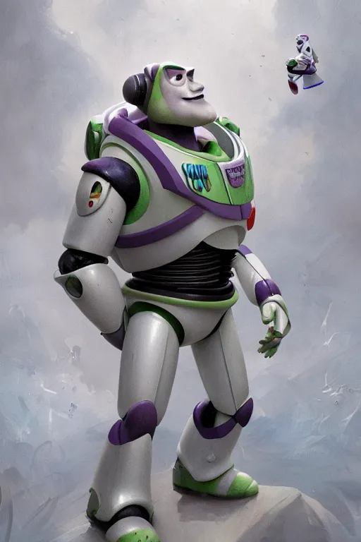 Prompt: A still of buzz lightyear pixar movie, creepy, horror,greg rutkowski, intricate abstract. intricate artwork. nightmare fuel. terrifying. by Tooth Wu, wlop