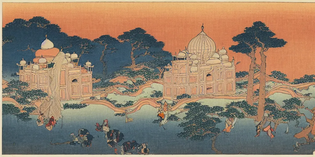 Prompt: i, Taj Mahal by Hokusai