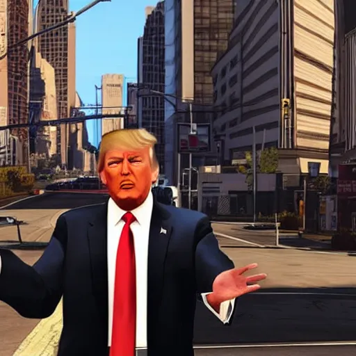 Prompt: donald trump in grand theft auto loading screen, detailed, award - winning, perfect, atmospheric