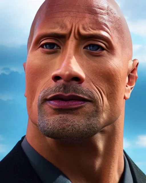 Image similar to film still close up shot of dwayne johnson as inspector clousea. photographic, photography