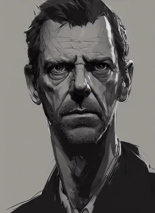 Prompt: portrait of Gregory House, dramatic lighting, illustration by Greg rutkowski, yoji shinkawa, 4k, digital art, concept art, trending on artstation