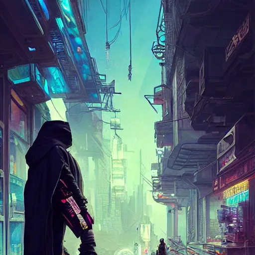 Prompt: A cyberpunk gopnik on the street of a cyberpunk slum on the moon, sci-fi, fantasy, intricate, very very beautiful, elegant, highly detailed, digital painting, artstation, concept art, smooth, sharp focus, illustration, art by artgerm and greg rutkowski and alphonse mucha