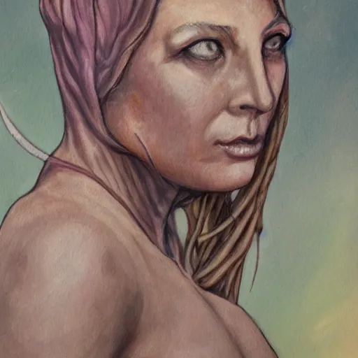 Image similar to snail woman realistic