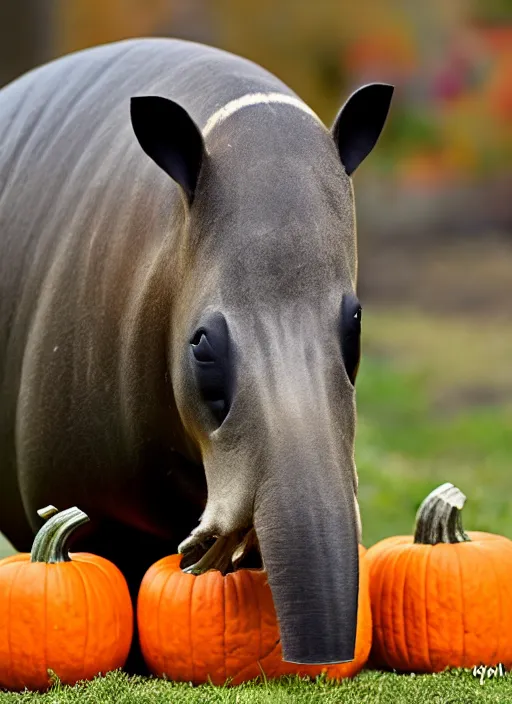 Image similar to tapir animal as a pumpkin, animal tapir, vegetable, pumpkin