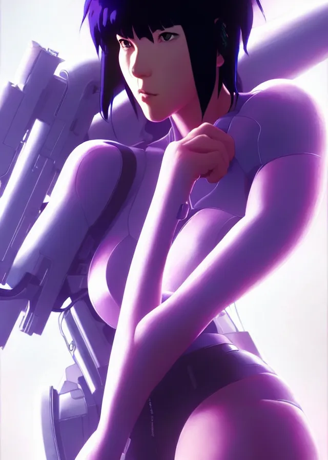 Image similar to a fullbody portrait of motoko kusanagi ghost in the shell, finely detailed features : : gits sac twenty forty five netflix : : by ilya kuvshinov, rossdraws, artgerm, sola digital arts, production ig, anti aliasing, raytracing : :