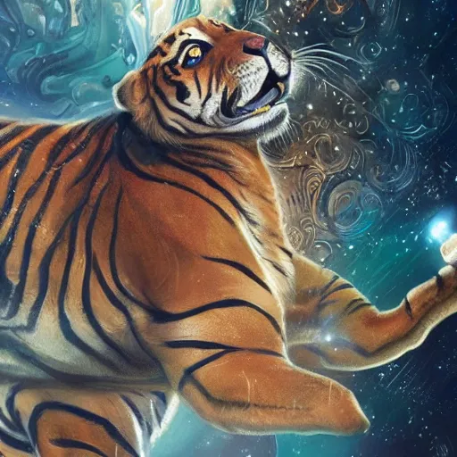 Prompt: an aesthetic award winning commission of a male anthro tiger singing on a spaceship,digital art,art by greg rutkowski,ross tran,character design by charles bowater,artgerm,hyperdetailed body,detailed face,beautiful,artstation,deviantart,stylish,space themed