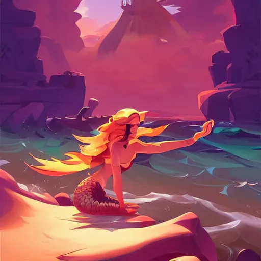 Image similar to painting mermaid treasure on sea of thieves game avatar hero smooth face median photoshop filter cutout vector, behance hd by jesper ejsing, by rhads, makoto shinkai and lois van baarle, ilya kuvshinov, rossdraws global illumination