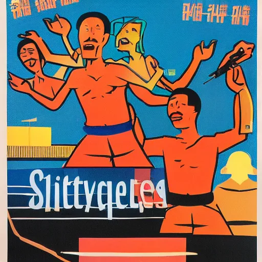 Image similar to A 1980s Singaporean propaganda poster