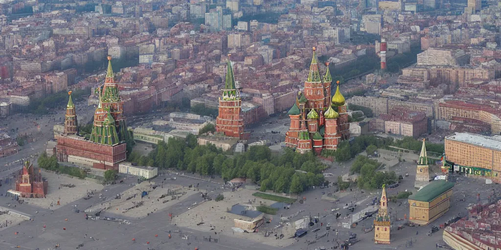 Image similar to missile falling on Red Square in Moscow, detailed, 4k