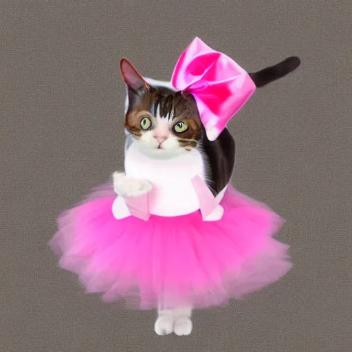 Image similar to a cat wearing a pink ballerina costume, 4 k