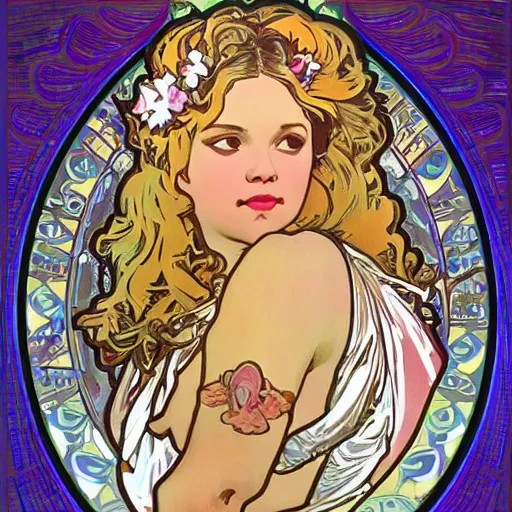 Image similar to lucious trisha paytas alphonse mucha