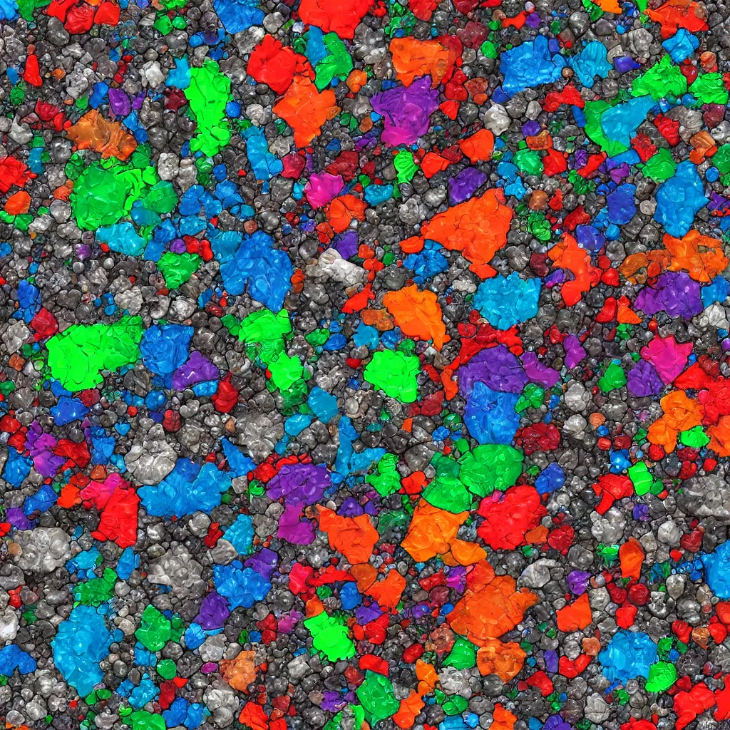 Image similar to a texture of colorful recycled plastic texture, Sustainable Materials, texture for 3d, PET, HDPE, LDPE, PP, PS, PVC, pbr, pbr texture, cg, 3d, rendering, unreal engine