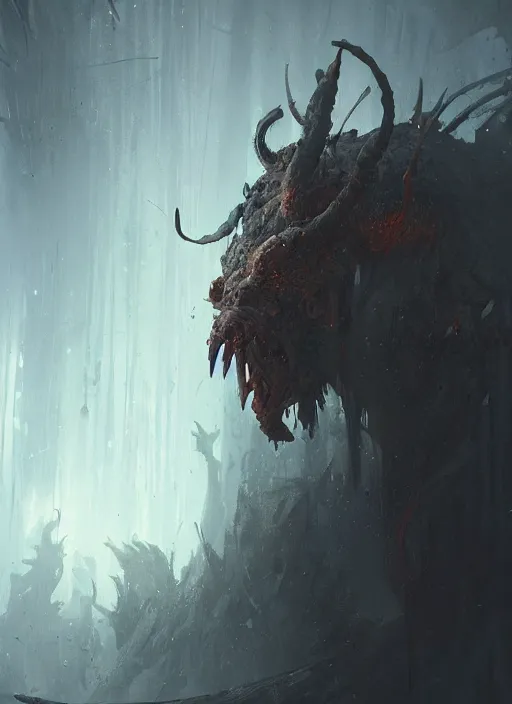 Image similar to an ancient elder demon, greg rutkowski, 8 k, shallow depth of field, intricate detail, concept art, masterpiece