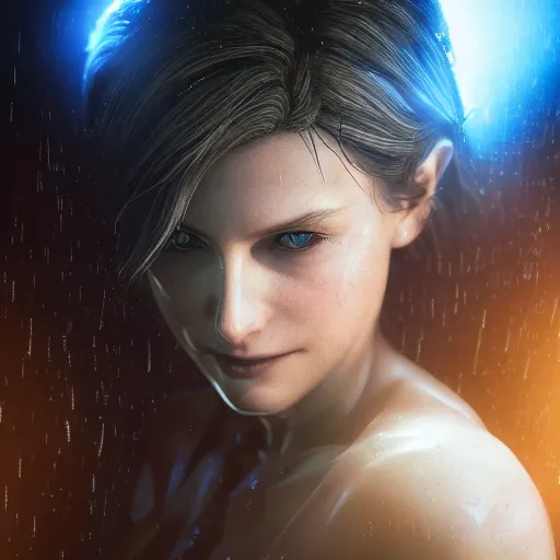 Image similar to Beautiful jill valentine in real life, face centered portrait, Confident, fog, rain, volumetric lighting, beautiful, golden hour, sharp focus, ultra detailed, cgsociety by Leesha Hannigan, Ross Tran, Thierry Doizon, Kai Carpenter,Ignacio Fernández Ríos