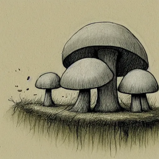 Image similar to mushroom sketch, by john kenn mortensen and alexander jansson