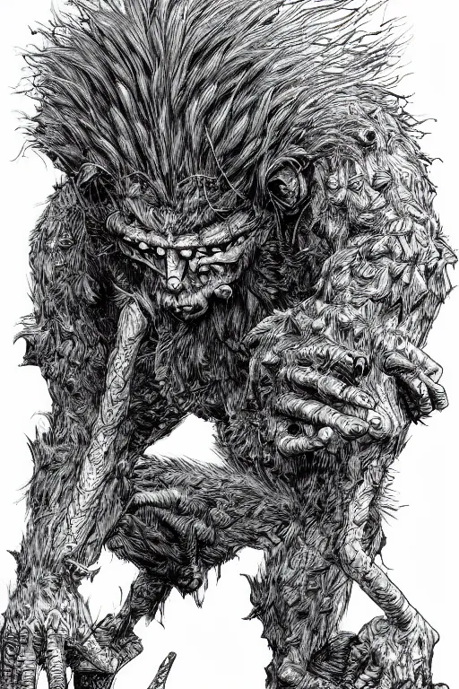 Image similar to hunched troll, highly detailed, digital art, sharp focus, trending on art station, kentaro miura manga art style