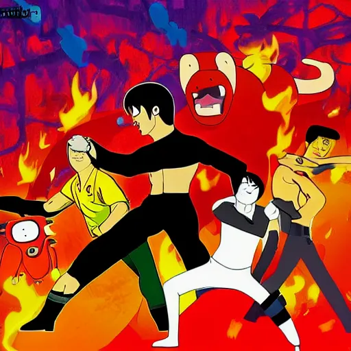 Prompt: Bruce Lee in the style of Adventure Time