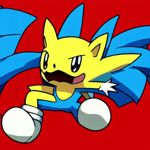 Image similar to pokemon that looks like sonic the hedgehog in pokemon style