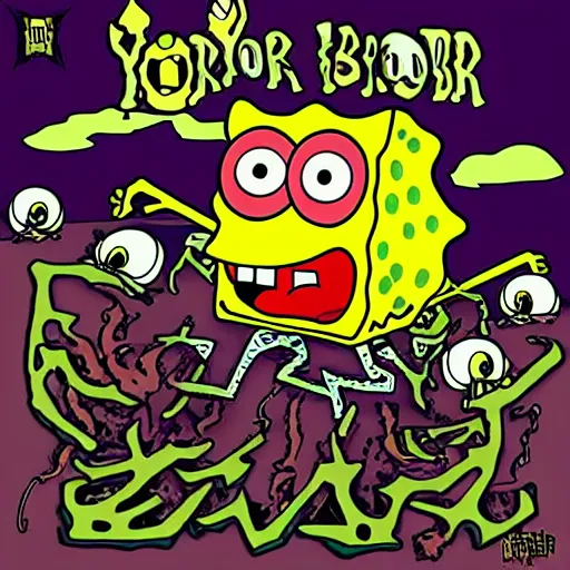 Image similar to spongebob death metal album cover