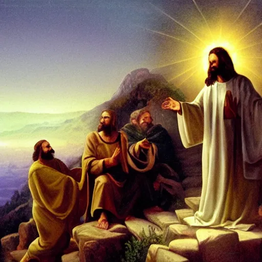 Image similar to Jesus giving the Sermon on the Mount, realistic