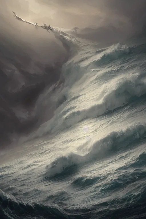 Prompt: ocean storm, eldritch, d & d, fantasy, intricate, elegant, highly detailed, digital painting, artstation, concept art, smooth, sharp focus, illustration, art by greg rutkowski