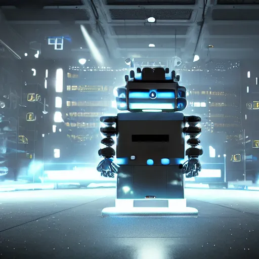 Image similar to hiphop gangsta robot, led screens, expressive, photo realistic, dramatic cinematic lighting, octane render, 4 k, ultra detailed