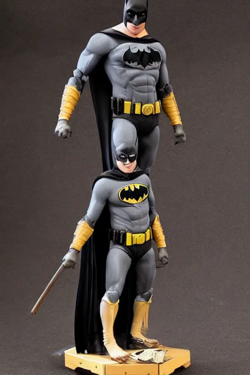 Image similar to painting of batman 1 2 inch action figurine hot toys'sideshow in the style of leonardo da vinci