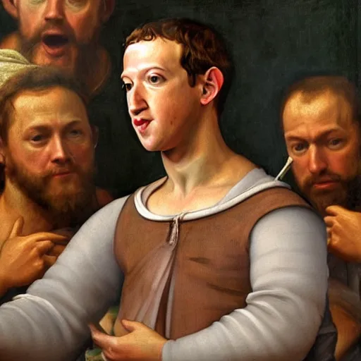 Image similar to Renaissance painting of mark zuckerberg