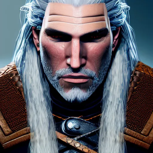 Image similar to portrait of geralt of rivia from the witcher, unreal engine, octane render, studio lighting, intricate details, anime style