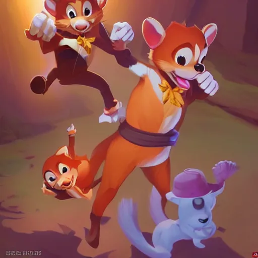 Image similar to hero world chip'n dale : rescue rangers, behance hd by jesper ejsing, by rhads, makoto shinkai and lois van baarle, ilya kuvshinov, rossdraws global illumination