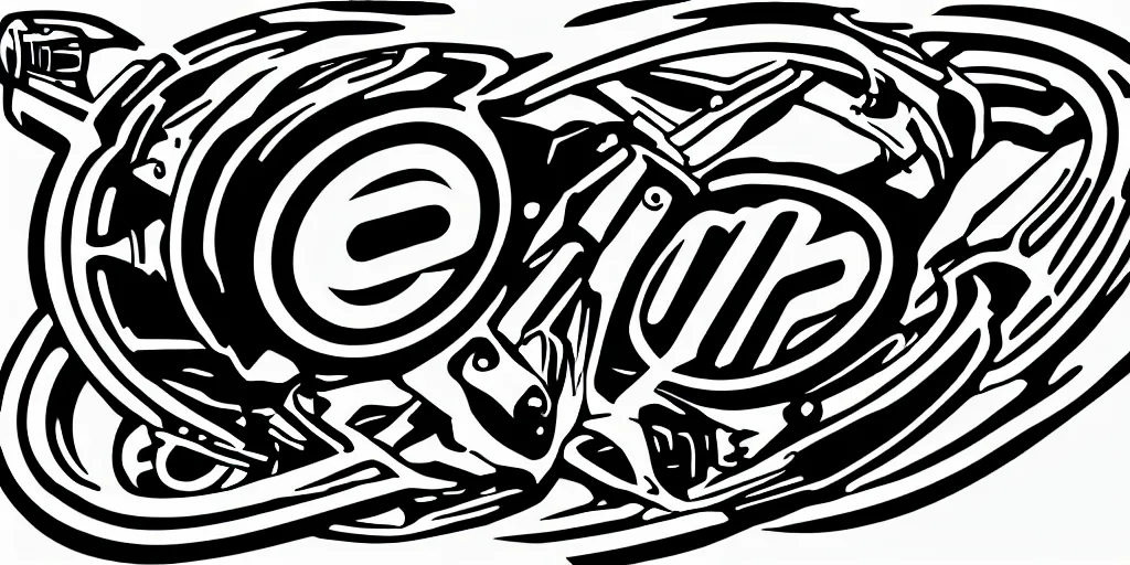 Prompt: brahp logo in black and white, automotive racing theme, grungy, modern, vector, readable, suitable for a sticker