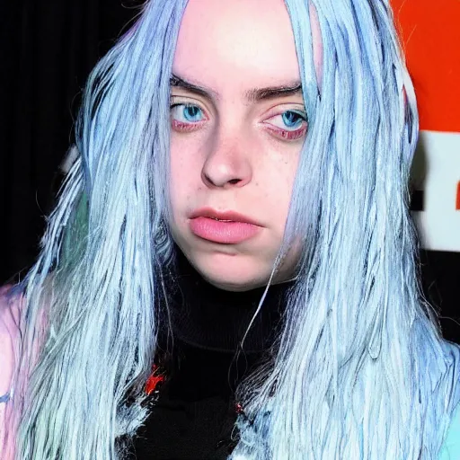 Image similar to billie eilish as an american rapper in 1990 4k