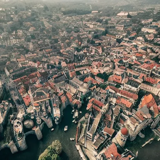 Image similar to Aerial shots of magical medieval cities, Game of Thrones, the witcher 3, Lord of the Rings, Victorian era