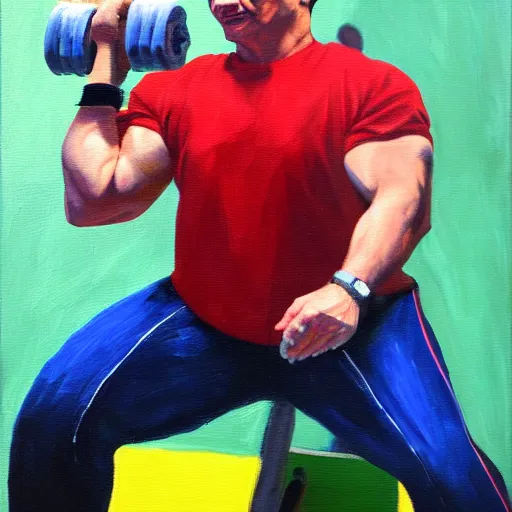 Prompt: viktor orban weightlifting, oil painting