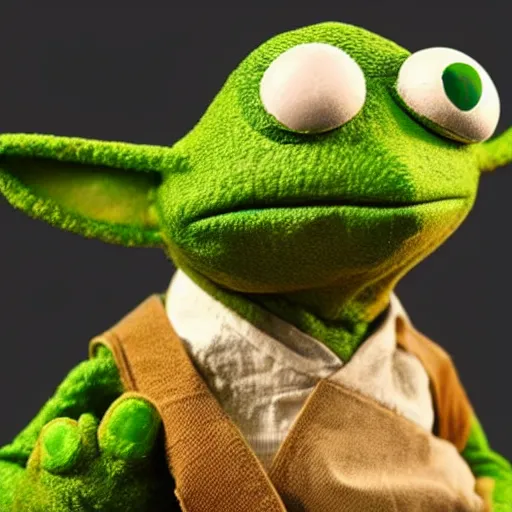 Image similar to photo of hybrid of kermit the frog and yoda