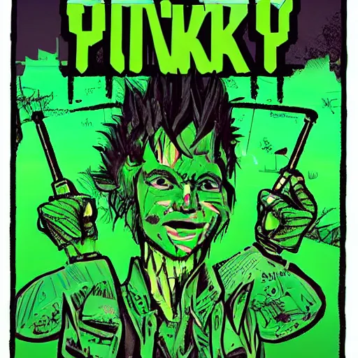 Prompt: green punk city