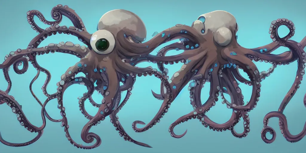 Image similar to character design, concept art, portal octopus, unreal engine, by studio ghibli,