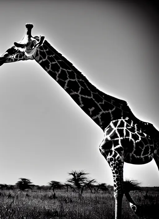 Image similar to two giraffe black and white portrait white sky in background