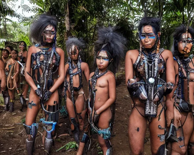 Prompt: amazonian cyborgs photographed by national geographic