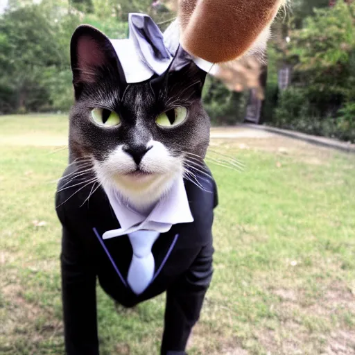 Image similar to cat wearing a suit with a cigar on his mouth