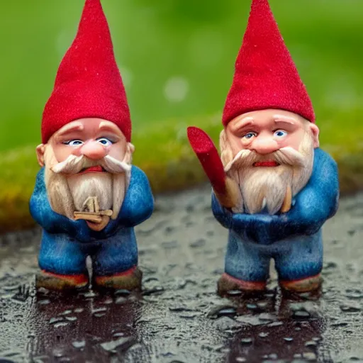 Prompt: metrognomes in the sunlit rain,